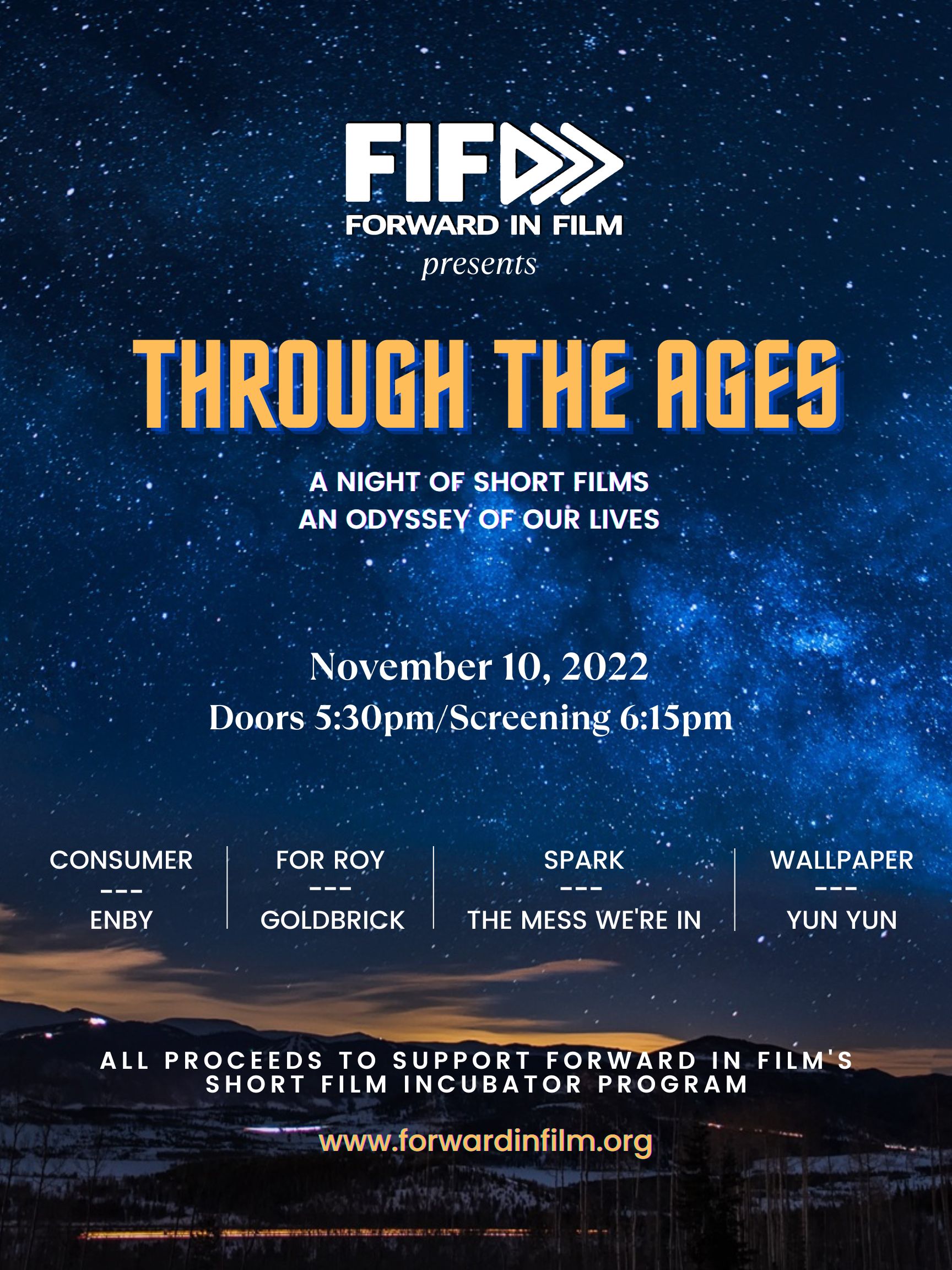 Forward in Film Through The Ages: A Night of Local Short Films