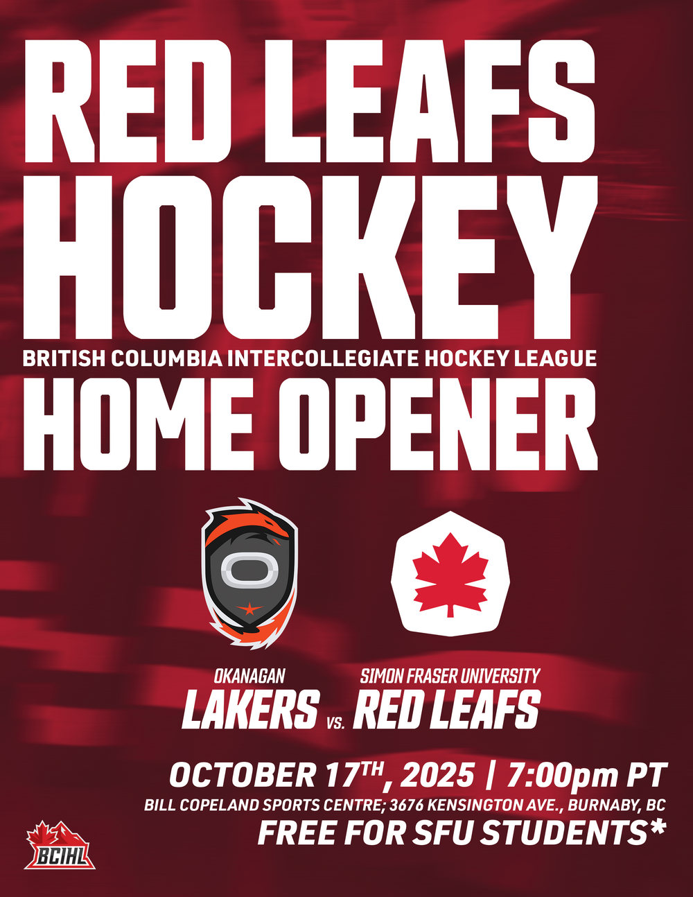 Okanagan vs SFU BCIHL Team