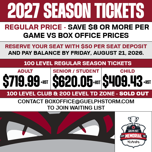 2026-27 Guelph Storm Season Tickets 